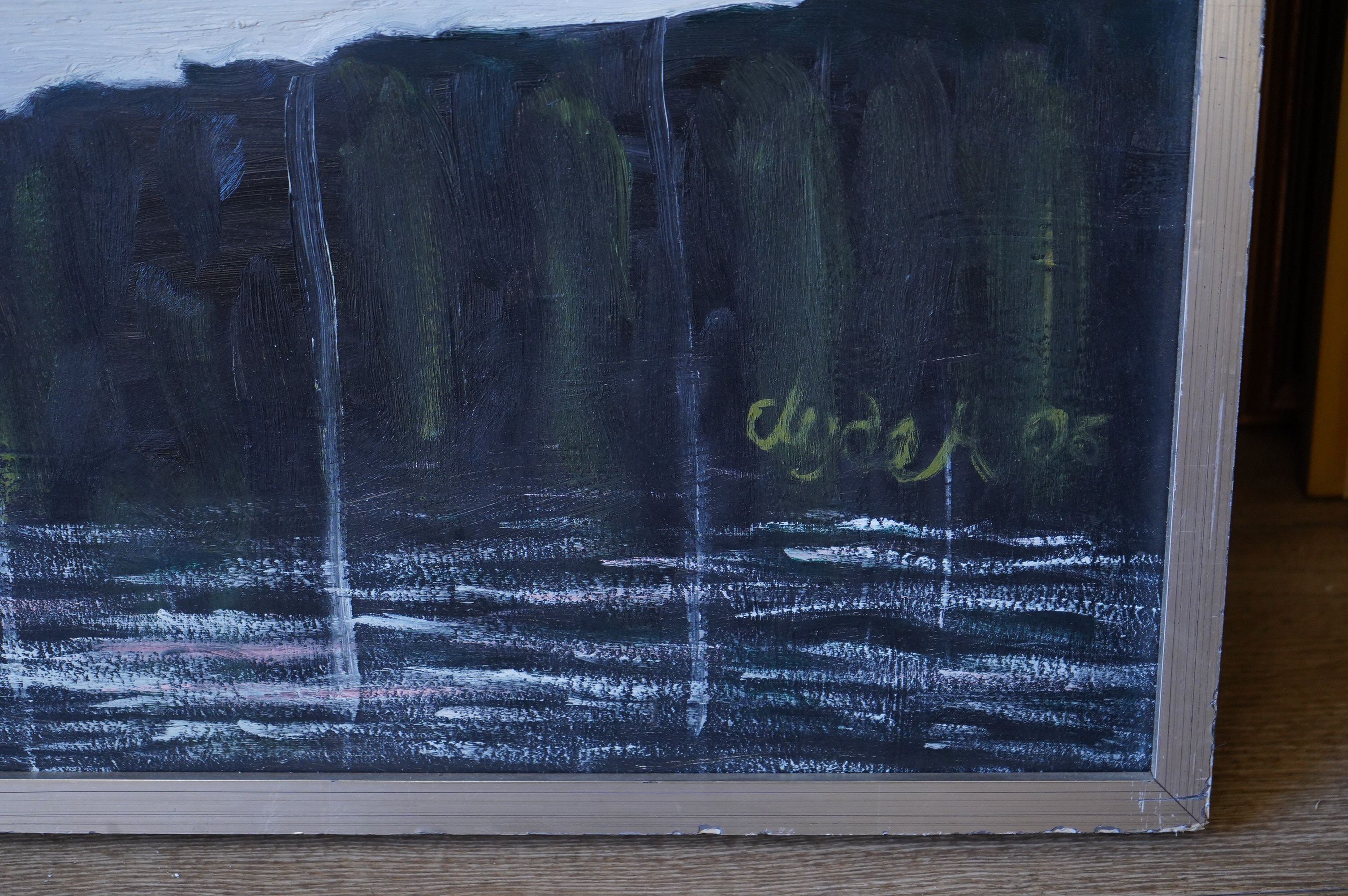 Clyde Holmes (1940-2008), Lakeside landscape, signed and dated '05, details verso, oil on board, 73 x 104cm